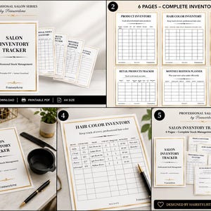 Salon Inventory Tracker Printable PDF | Hair Salon Stock Management | Hair Color Inventory | Professional Salon Forms