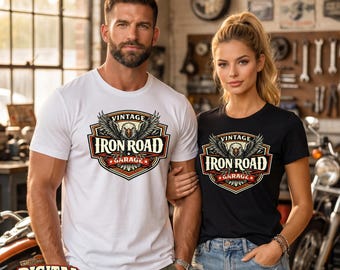 Vintage Biker T-Shirt Design | Eagle Motorcycle Garage Logo (PNG Digital Download)