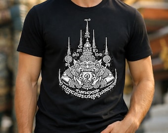 Rahu Devouring Moon PNG, Thai Sak Yant Tattoo Design, Mythical Guardian Graphic (Digital Download)