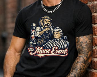 Retro Lion Barber T-Shirt Design – 70s Parody PNG (Digital Download)
