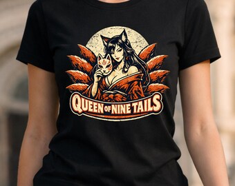 Queen of Nine Tails Kitsune PNG, Vintage Japanese Fox Anime Design (Digital Download)
