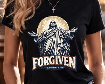 Forgiven Christian PNG, Ephesians 1:7 Vintage Jesus Design (Digital Download)