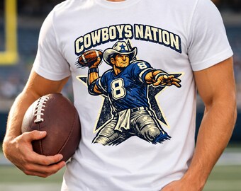 Cowboys Nation Vintage Football PNG, Retro Quarterback Graphic (Digital Download)