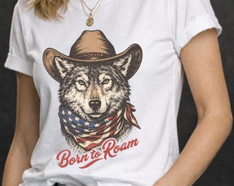 Cowboy Wolf T-Shirt Design | Retro Western Graphic (Digital Download)