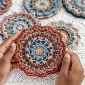 Handgjort virkat underläggsset, bomullsunderlägg, inflyttningspresent