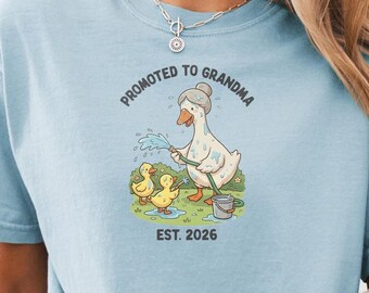 Whimsical Storybook Goose Vintage Tee, Pregnancy Reveal Gift For Her, Promoted To Grandma Est 2026 Top, Comfort Colors® New Granny Shirt