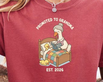 Whimsical Storybook Goose Vintage Tee, Pregnancy Reveal Gift For Her, Promoted To Grandma Est 2026 Top, Comfort Colors® New Granny Shirt