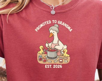 Comfort Colors® New Granny Shirt, Whimsical Storybook Goose Vintage Tee, Promoted To Grandma Est 2026 Top, Pregnancy Reveal Gift For Her