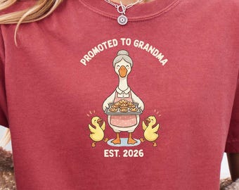 Pregnancy Reveal Gift For Her, Comfort Colors® New Granny Shirt, Whimsical Storybook Goose Vintage Tee, Promoted To Grandma Est 2026 Top
