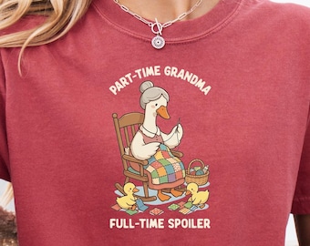 Comfort Colors® Retired Granny Apparel, Whimsical Storybook Goose Vintage Tee, Part Time Grandma Shirt, Full Time Spoiler Gift For Mama Tee