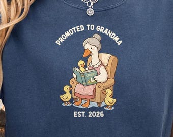 Whimsical Storybook Goose Vintage Tee, Promoted To Grandma Est 2026 Top, Pregnancy Reveal Gift For Her, Comfort Colors® New Granny Shirt