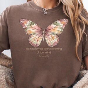 Renouveler votre esprit, chemises chrétiennes, joli t-shirt versets de la Bible, cadeaux papillons aquarelles, hauts pour t-shirts religieux, nouvelles tenues religieuses pour femmes