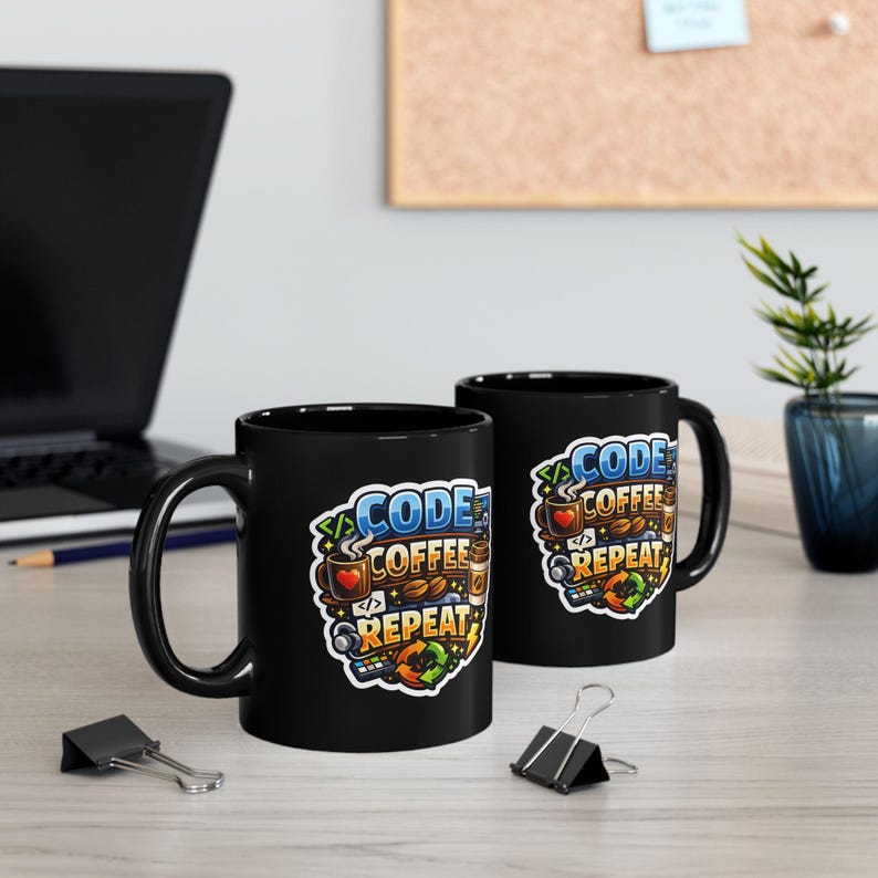 Code Coffee Repeat Mug | Programmer Gift image 1