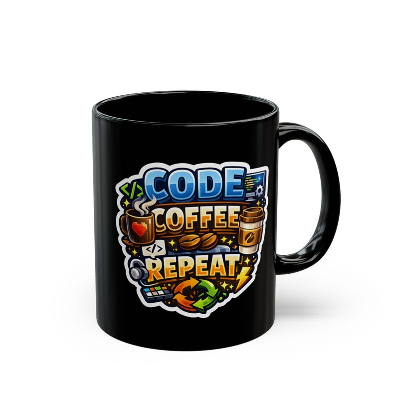 Code Coffee Repeat Mug | Programmer Gift image 3