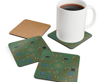 Sottobicchieri a forma di circuito stampato, regalo per gli amanti della tecnologia, decorazione da scrivania geek, set da 4