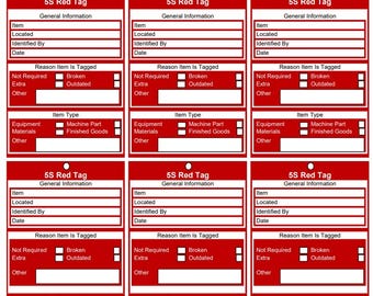 5S Red Tag Printable Template – Lean Workplace Organization (PDF)