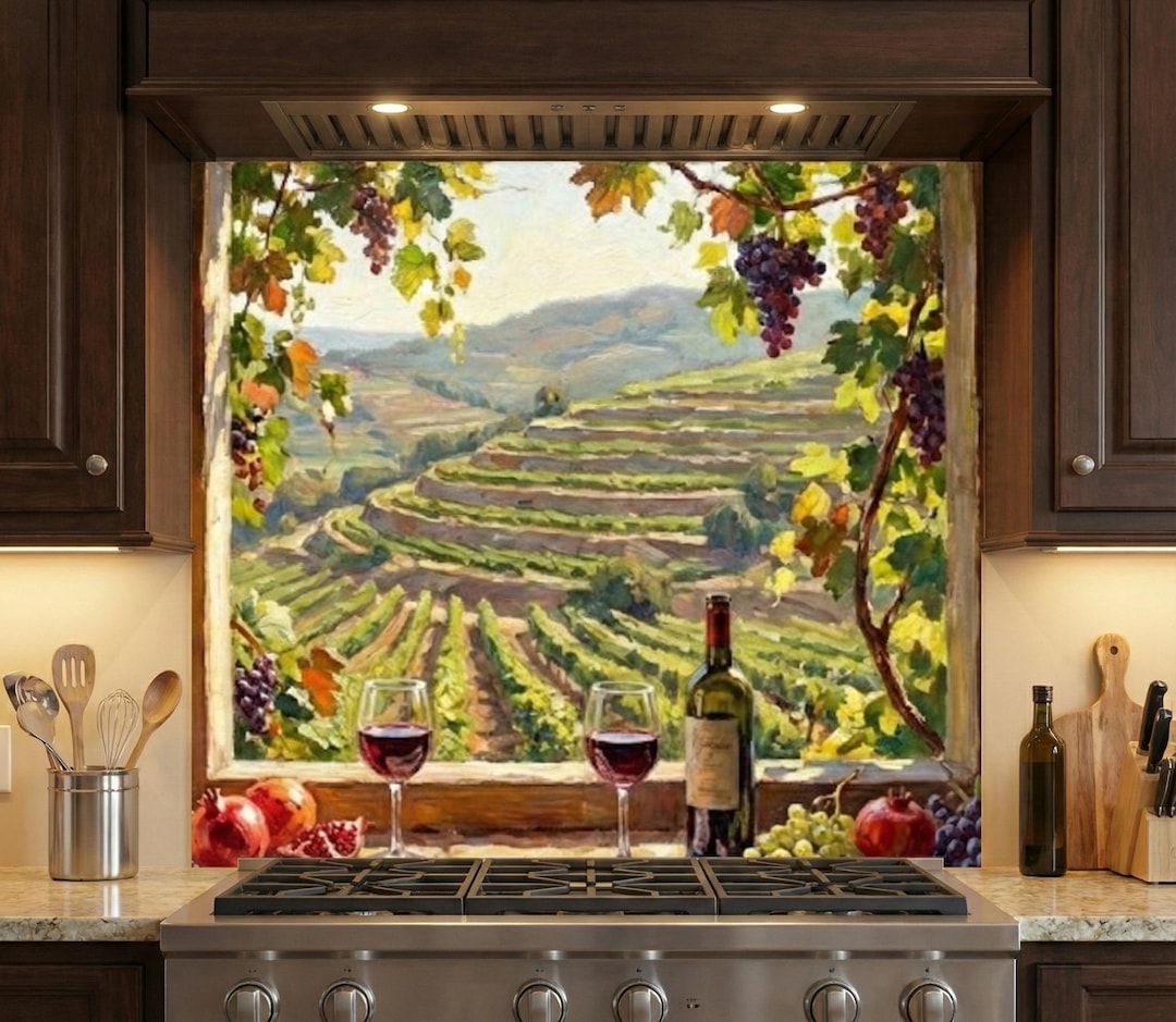 Rustic Vineyard Landscape With a Wine and Grape Theme - Etsy