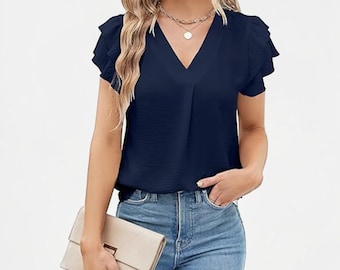 Damen V-Ausschnitt Dressy Casual Work Bluse