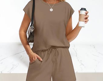 Damen Sommer Lounge Shorts Set Lässig