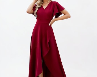 Long Black Elegant Split Evening Dress