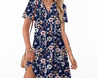 Hawaiian V-Ausschnitt Sommer Midi Kleid