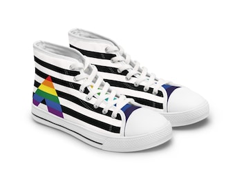Zapatillas altas de lona Pride | Calzado para aliados LGBTQ+ / Zapatillas de lona arcoíris / Calzado unisex Pride / Ropa urbana con mensaje