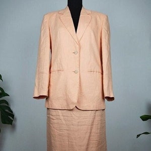 Vintage Benetton Peach Linen Skirt Suit