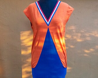 Vintage Orange and Blue Stretchy Sweaterdress