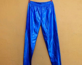 Vintage Metallic Blue Stretchy Leggings