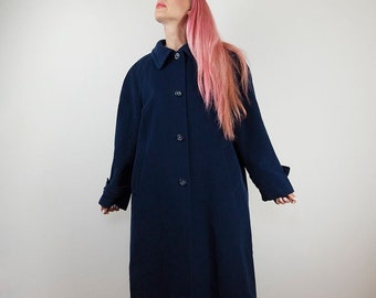 Vintage Navy Blue Classic Wool Blend Coat