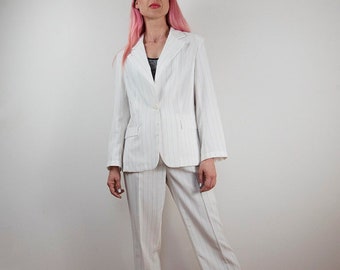 Vintage White Pinstripe Pantsuit