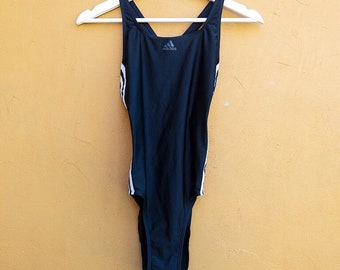 Vintage Black and White Three Stripes Adidas One Piece Swimsuit