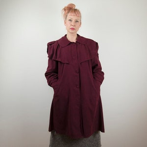 Vintage Plum Purple Cape Collar Swing Trench Coat