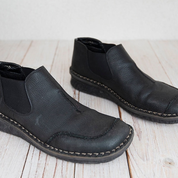 Vintage Rieker Schwarze Leder Mokassin Schuhe