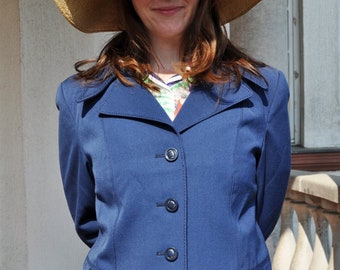 Vintage Navy Blue Blazer Jacket