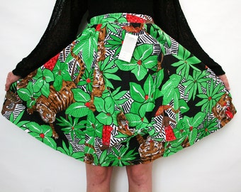 NOS Vintage Green Jungle Print Cotton Skirt