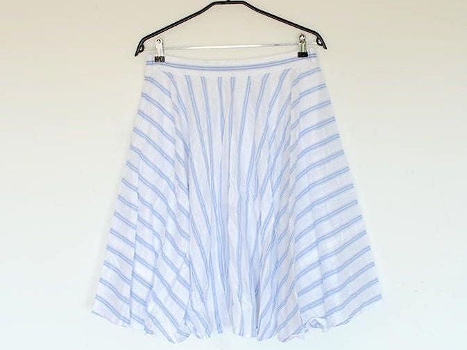 Vintage Baby Blue and White Semi Sheer Striped High Waist Full - Etsy