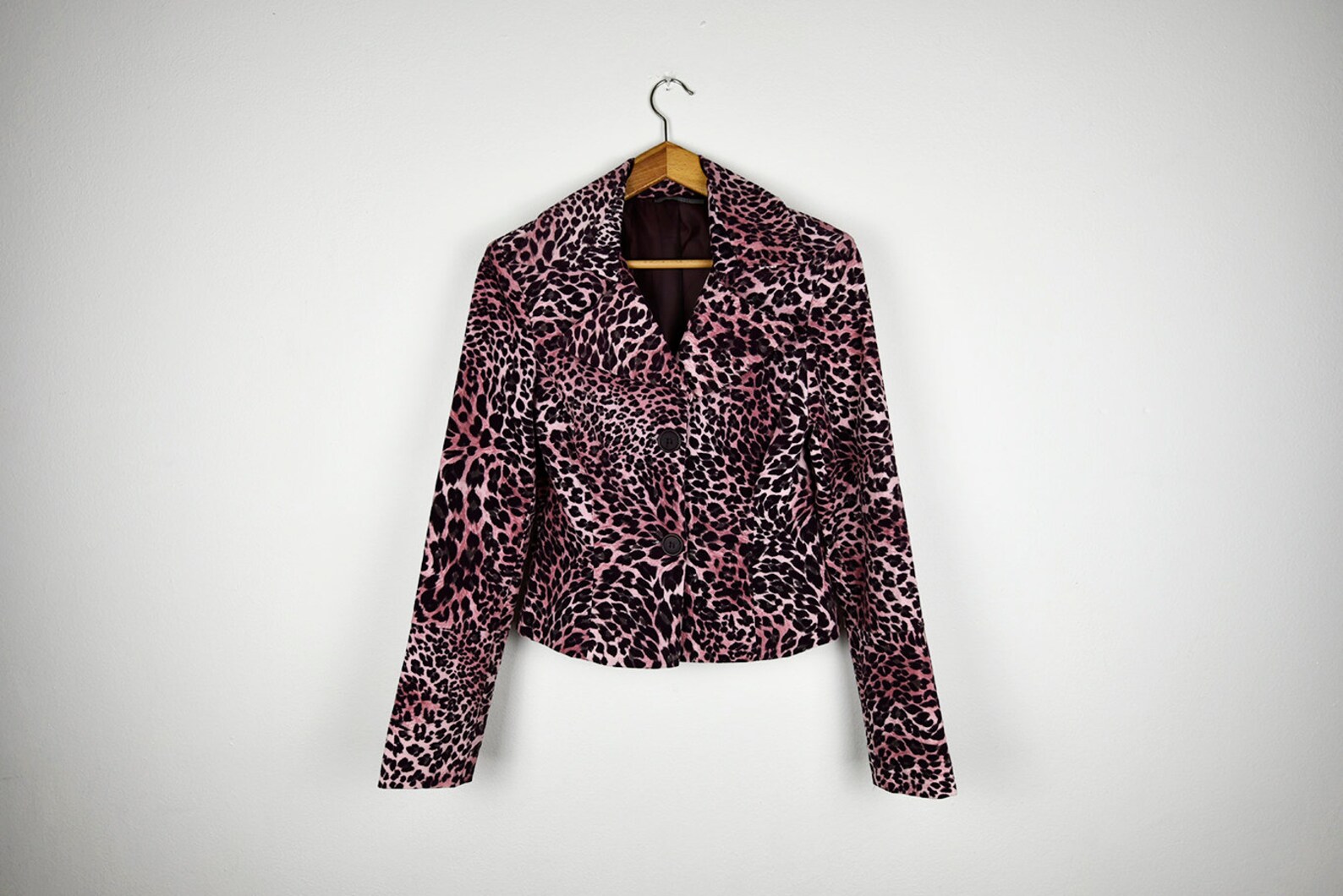 Vintage Pink Leopard Print Velvet Cropped Blazer Jacket - Etsy