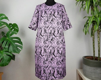 Vintage Purple and Black Abstract Pattern Shift Dress