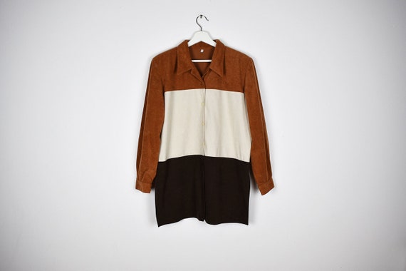 Vintage Black Brown and Off White Colorblock Overs