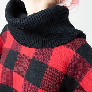 Vintage Red Buffalo Plaid Poncho Jacket image 9