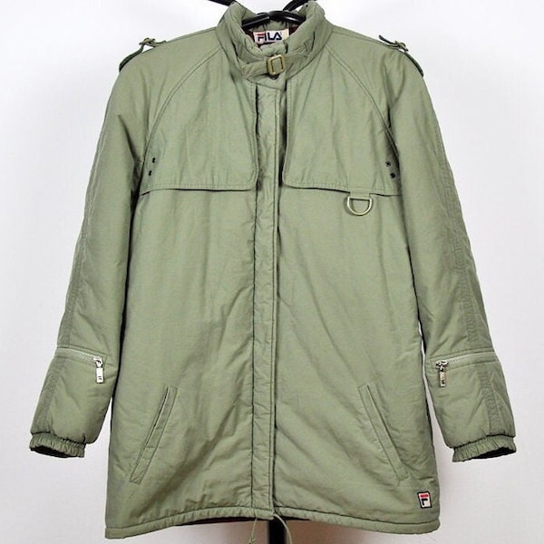 Vintage Khaki Green Fila Winter Parka Jacket