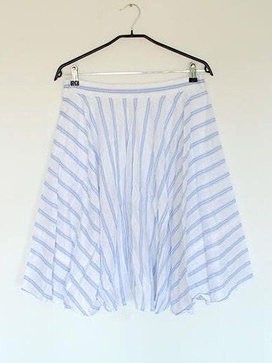 Vintage Baby Blue and White Semi Sheer Striped High Waist Full - Etsy