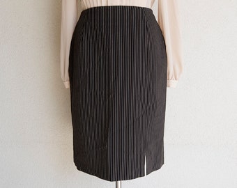 Vintage Black and Beige Pinstripe Mini Pencil Skirt