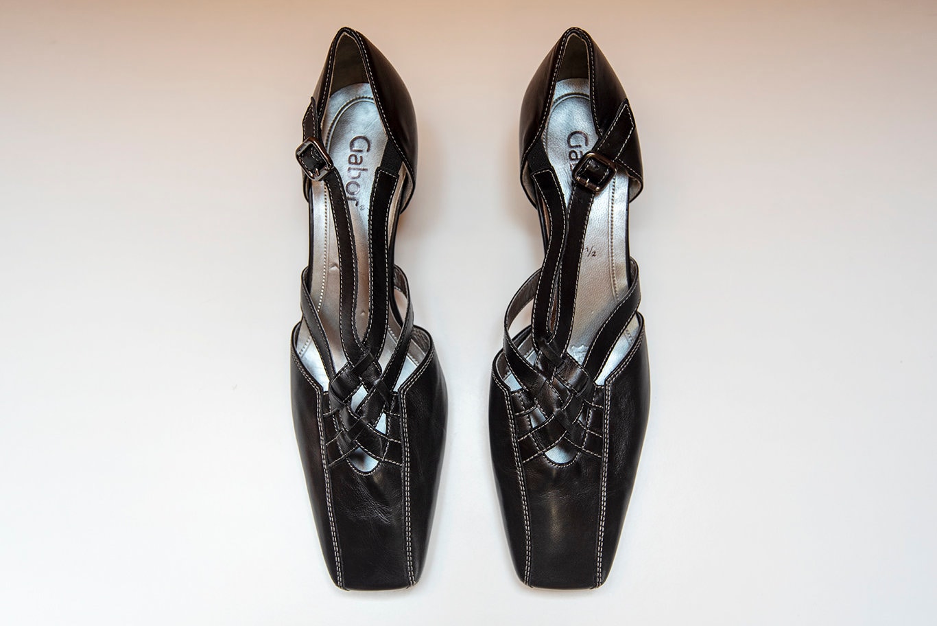 当季大流行 Vintage Gabor Etsy - Pumps Strappy Toe Square Leather Black 靴