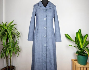 Vintage Blue Long Dress Coat