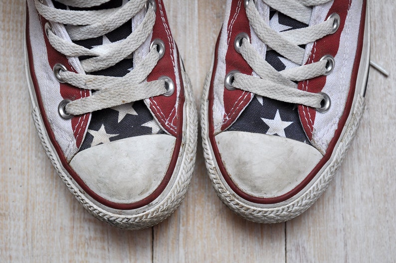 Vintage Converse Hi Tops American Flag Patriotic Stripes and | Etsy
