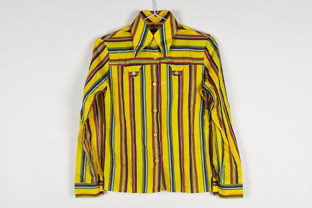 yellow striped mens shirt