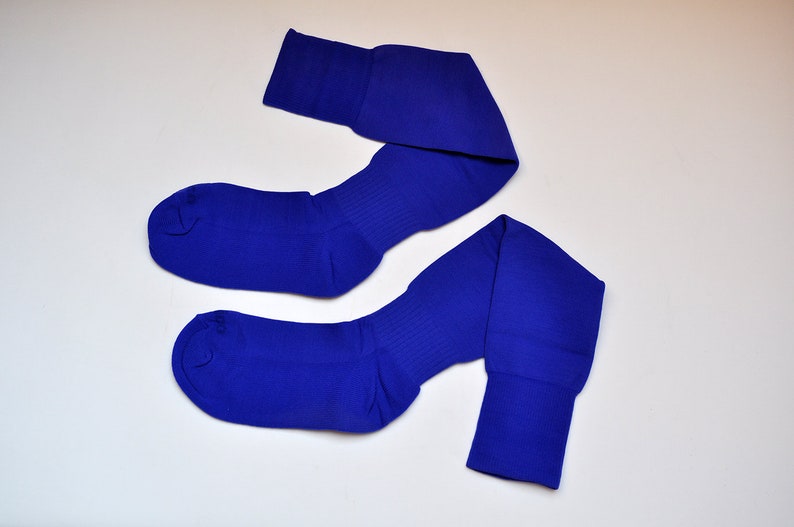 Vintage Royal Blue Stretchy Knit Baseball Basketball Knee High Socks