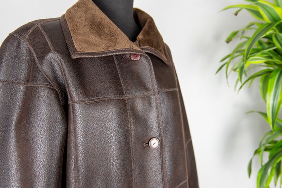 Vintage Brown Faux Shearling Vegan Coat - image 9